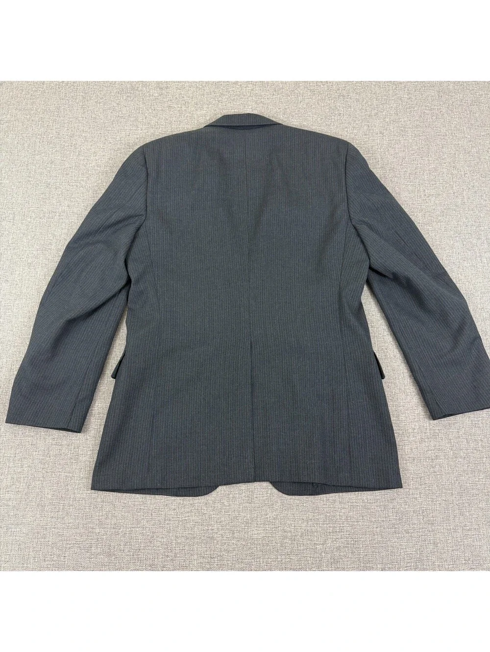 Vintage 90s Kuppenheimer Mens 42R Gray Pinstripe Wool Blazer Sport Coat USA